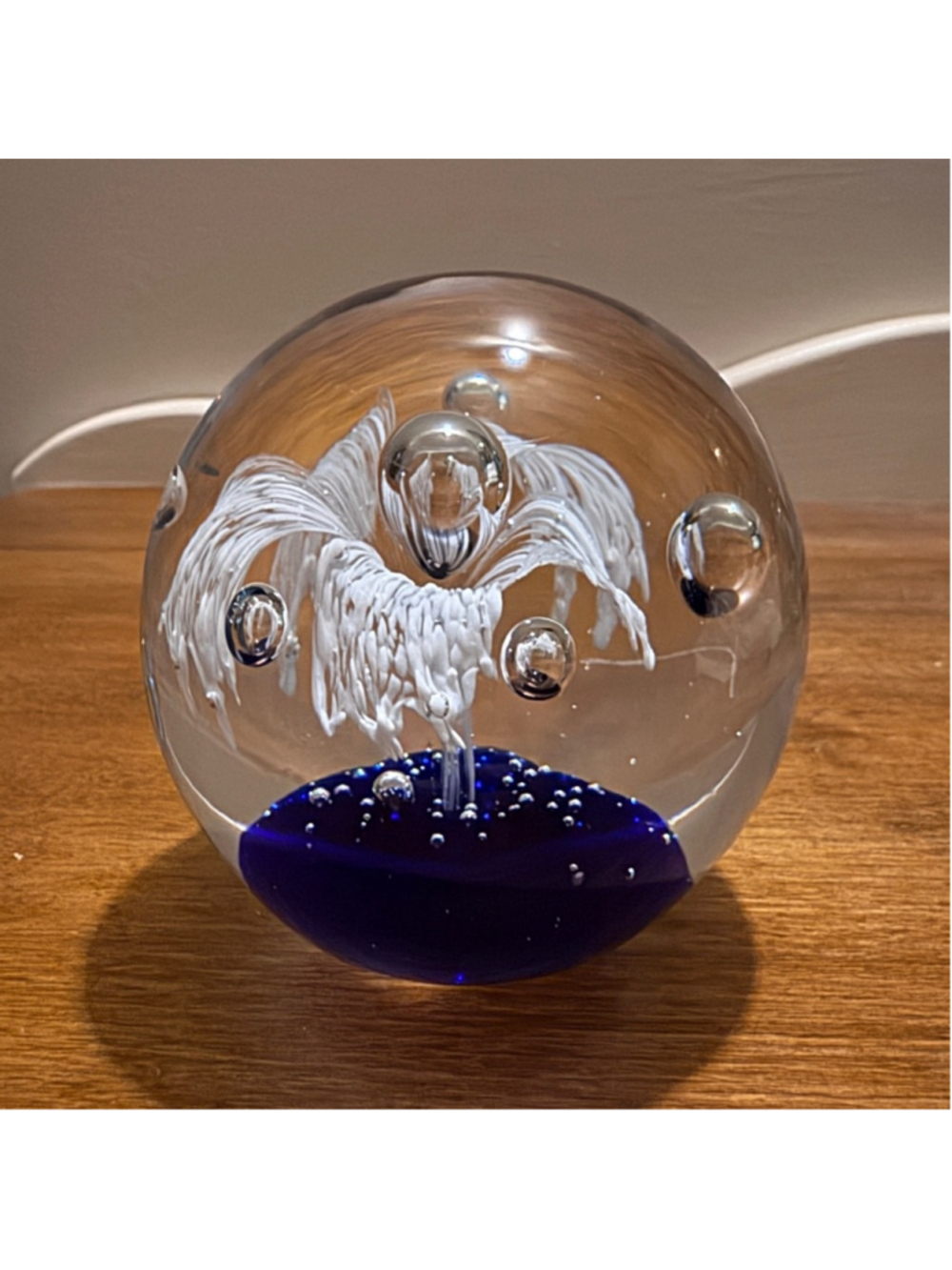 8. Glass Paperweight Collectible-Murano Blue-White Clear Color - Picture 5 of 6